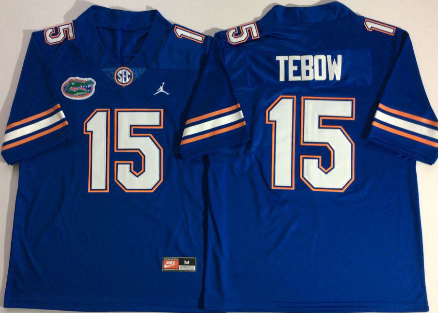 NCAA Men Jordan Florida Gators Blue #15 TEBOW->ncaa teams->NCAA Jersey